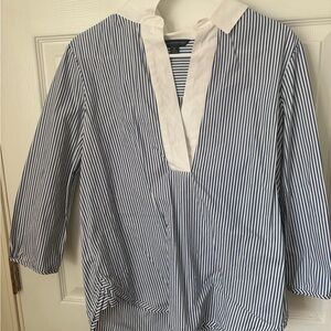 Brooks Brothers Navy and White Striped Blouse